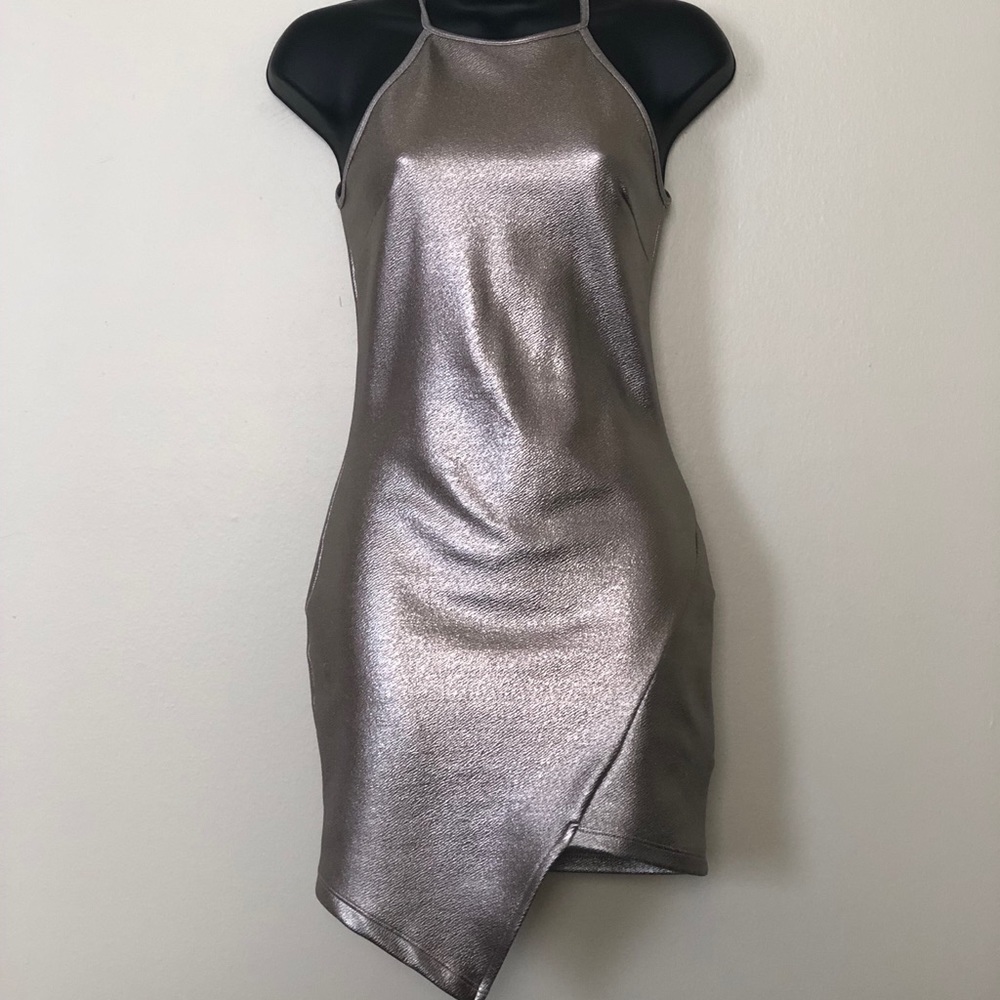 🔸SALE🔸Sexy Silver Metallic Bodycon Party Dress